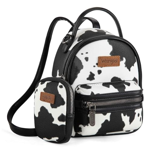 Image of Montana West Wrangler Mini Backpack Cute Cow Print Backpack Purse for Girls and Women, Black WG133-8600BK