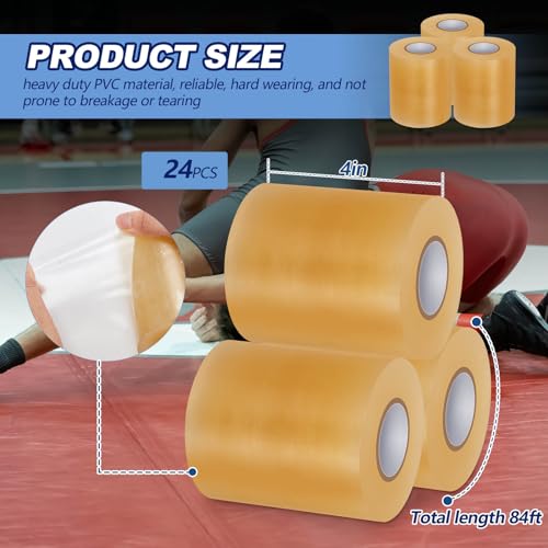 Image of Pangda 24 Pack Wrestling Mat Tape 3 or 4 Inch Heavy Duty 7 Mil PVC | Carpet Tape for Wrestling Grappling Exercise, Mats Seaming Cover Gym Floor Carpet Seam, Secure Gym Floor Mat Seams
