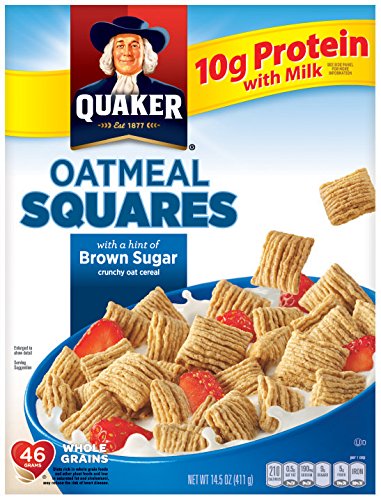 Quaker Oatmeal Squares, Brown Sugar, Crunchy Oat Breakfast Cereal, 14.5oz Box