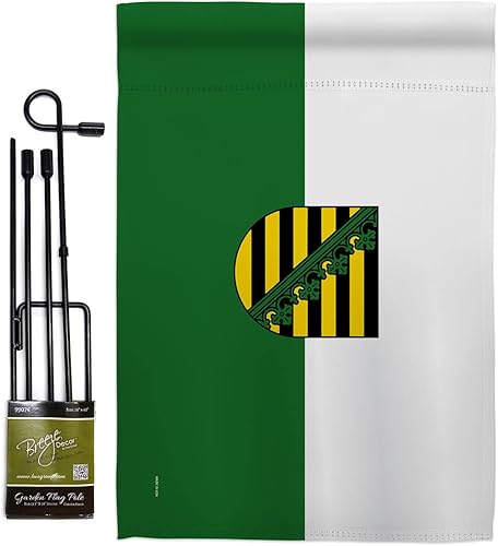 Saxony Garden Flag Set with Stand Regional Germany States Central Europe Territory Old History Country Particular Area Small Decorative Gift Yard