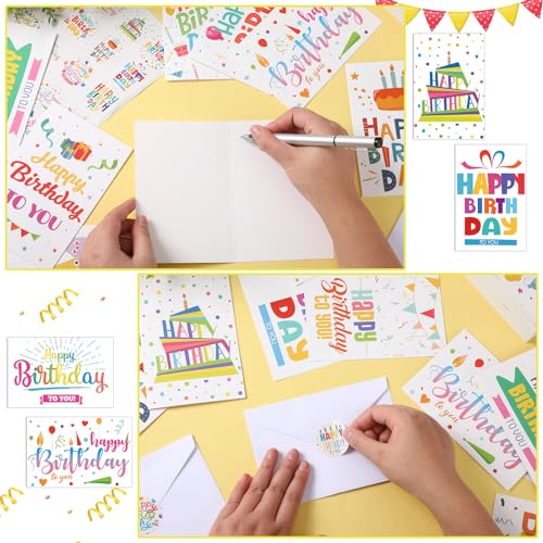 Image of Harloon 200 Pack Happy Birthday Card Assorted Bulk with Blank Envelopes and Stickers 4 x 6 Inches Greeting Blank Happy Birthday Cards for Men Women Adults Kids, 20 Styles(Colorful Words)