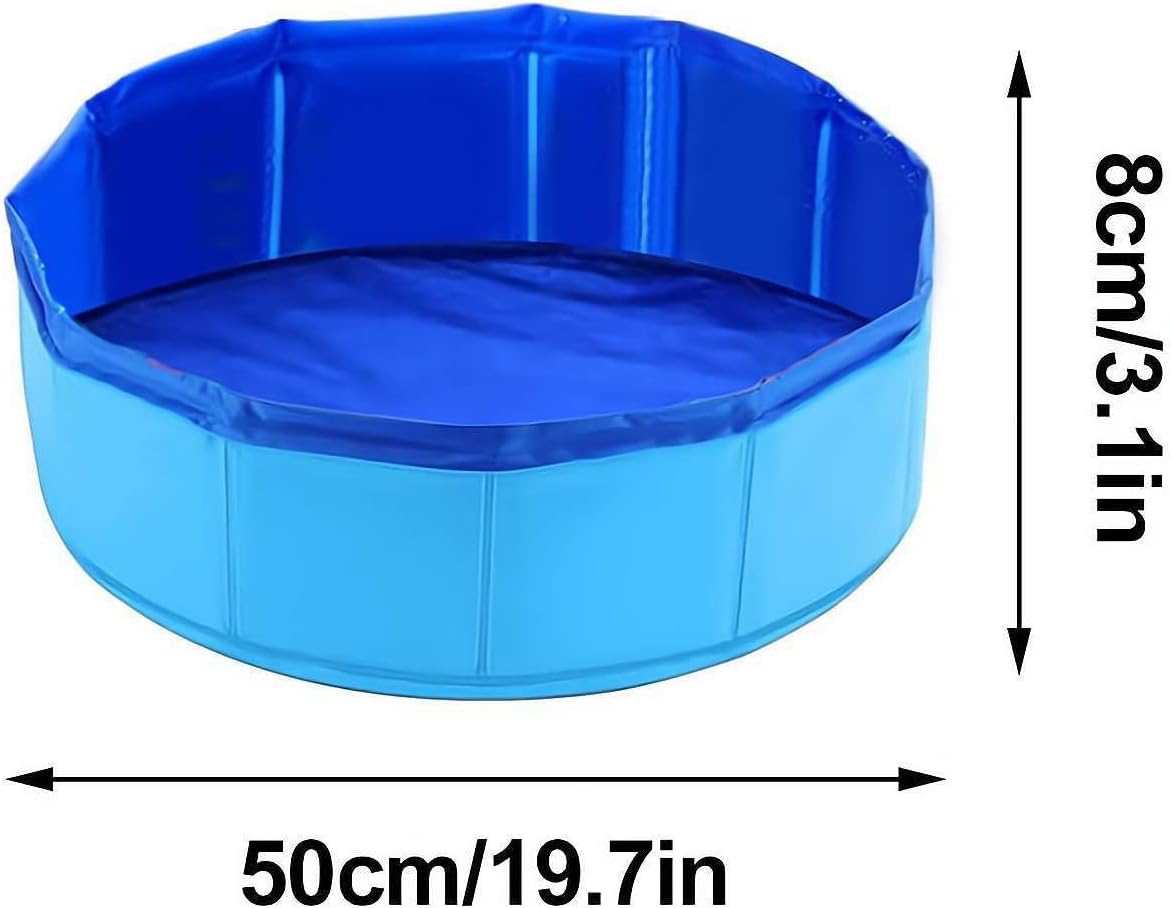 Glenmi Doggie Swimming PoolWith 6 Toy,Dog Paddling Pool Foldable | Non-Inflatable Save Space Pet Puppy Bathing Tub for Puppy Cats Other Animals(8 * 50cm)
