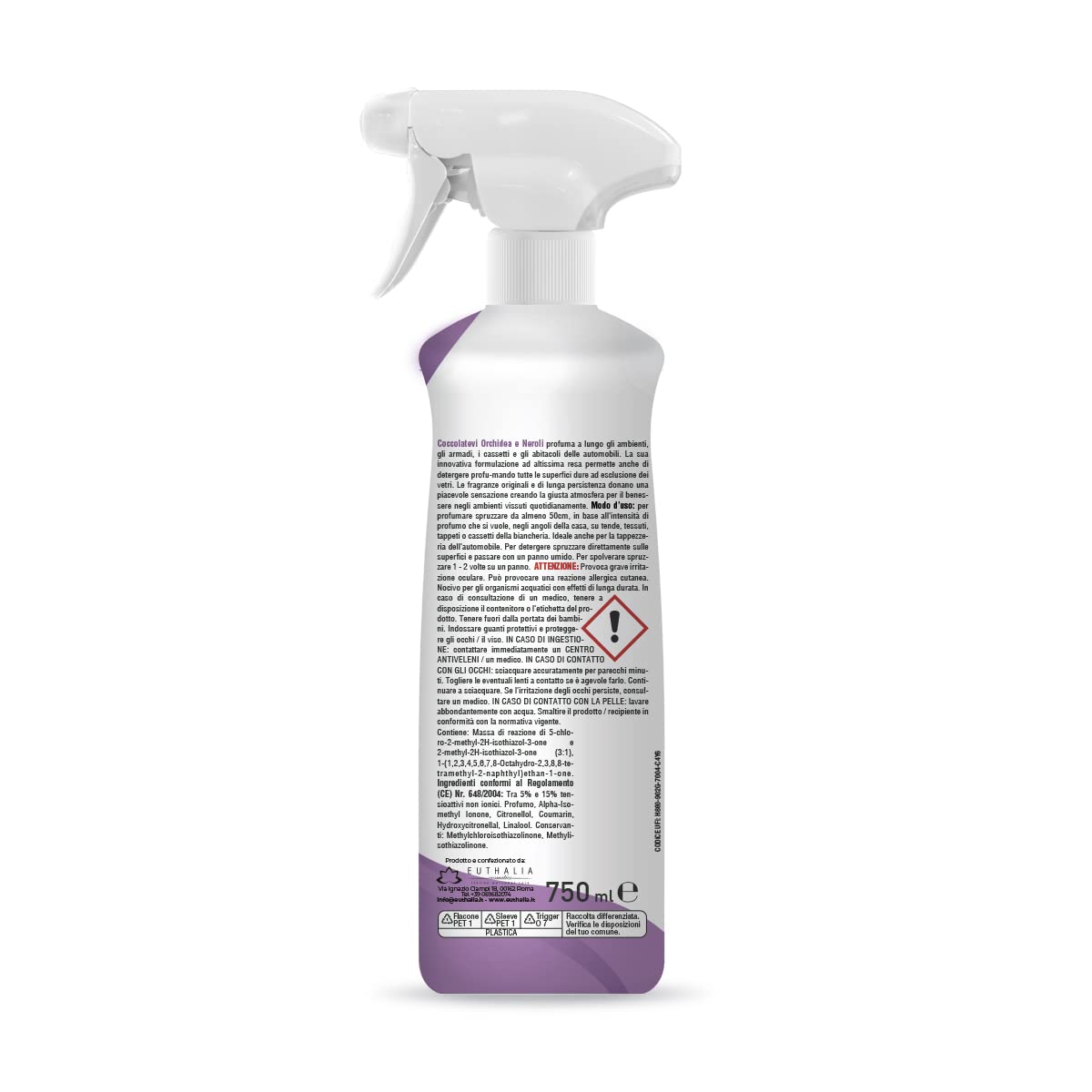 COCCOLATEVI Esencja do otoczenia Orchidea i Neroli 750 ml odświeżacz powietrza do szafek, szuflad, do samochodu, odświeżacz powietrza, środek do czyszczenia powierzchni, odporny na kurz, eliminuje
