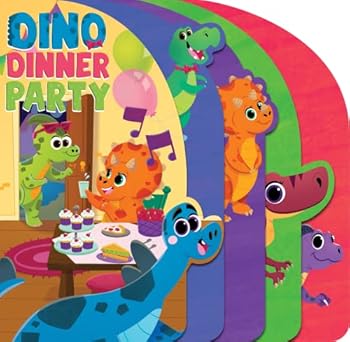 Board book Little Hippo Books Dino Dinner Party - Children's Board Book with Shaped Dino Tabs Book