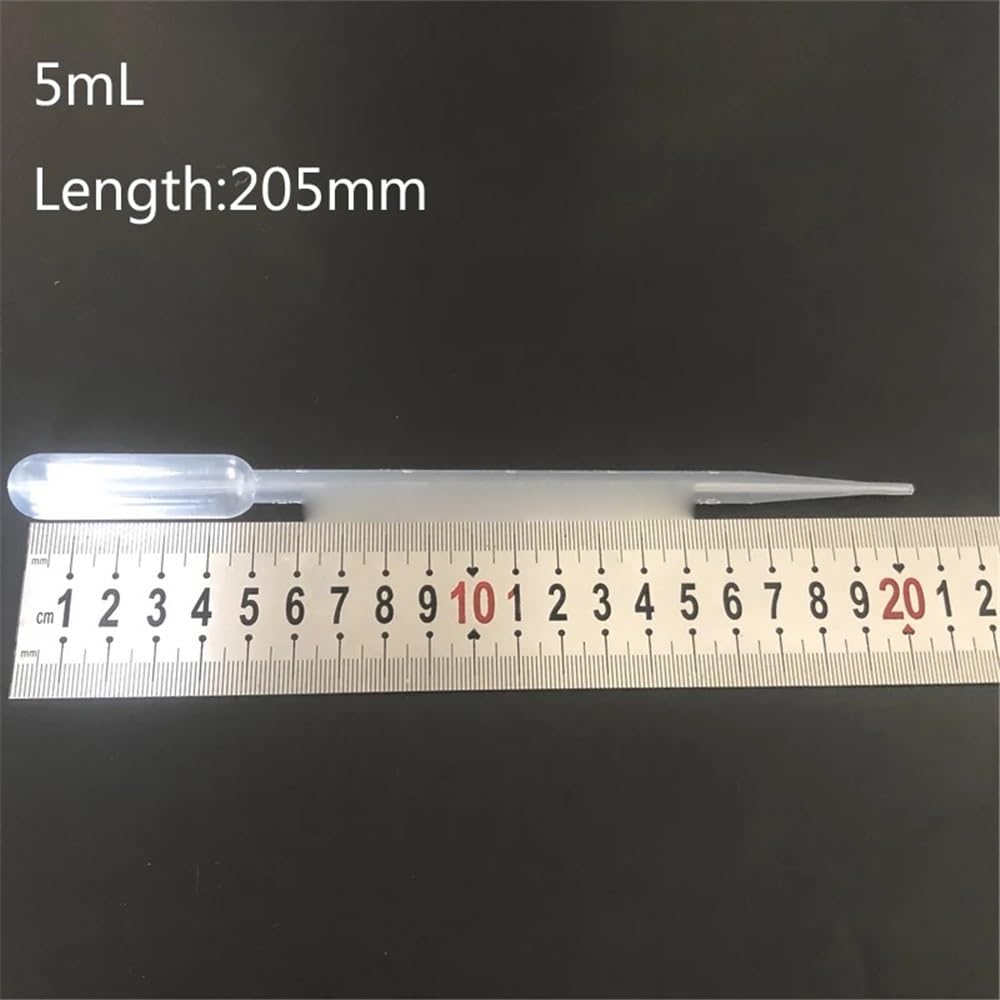 Cristalería de Laboratorio Pipetas de transferencia con gotero graduado de plástico de 5 ml, 50 unidades, 100 unidades, 200 unidades y 500 unidades.(500pcs)