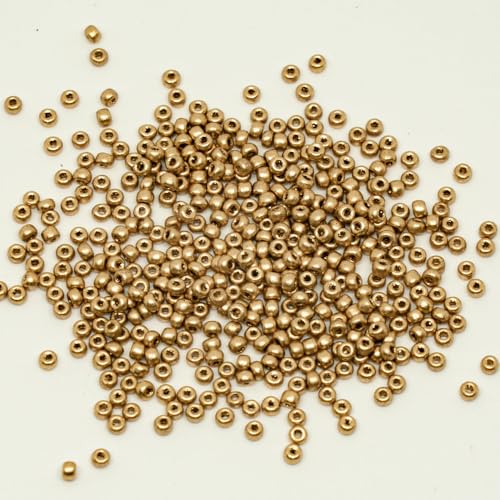 2600pcs (20g) Rocailles Preciosa Ornela 11/0, Tiny Glass Seed Beads, Czech Republic, (01710) Semi Matte Aztec Pale Gold