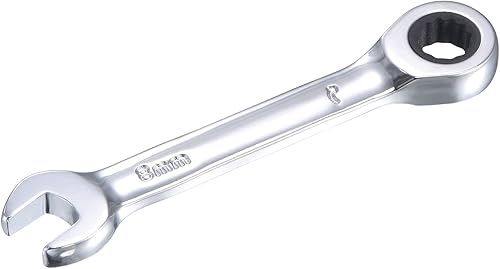 uxcell Llave combinada de trinquete rechoncha de 0.315 in métrica 72 dientes 12 herramientas terminadas en caja de puntos, CR-V