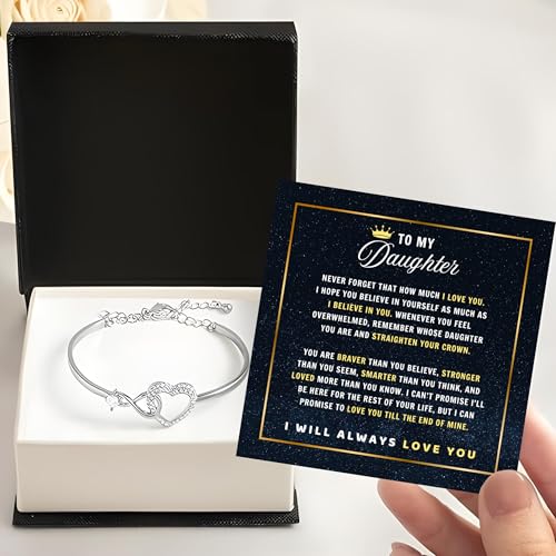 To My Daughter Bracelet From Mom Or Dad, Daughter Bracelet, Daughter Gift, I love you Daughter, Jewelry Gift For Daughter On Birthday, Graduation With Heartfelt Message & Elegant Box2