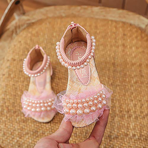 Girls Summer Pearl Lace Princess Gladiator Sandals Beach Roman Shoes3