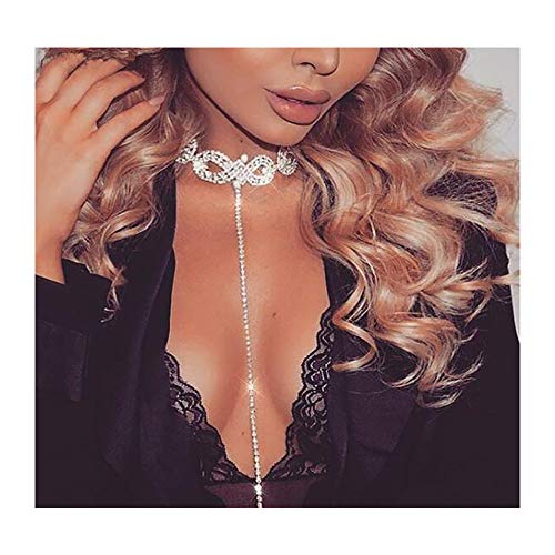 Chargances Rhinestone Necklace Bohemia Silver Layered Necklace Long Drop Pendant Necklace Set Multilayer Chain Pendant Layered Necklaces for Women Beads Leaf Jewelry for Women and Girls