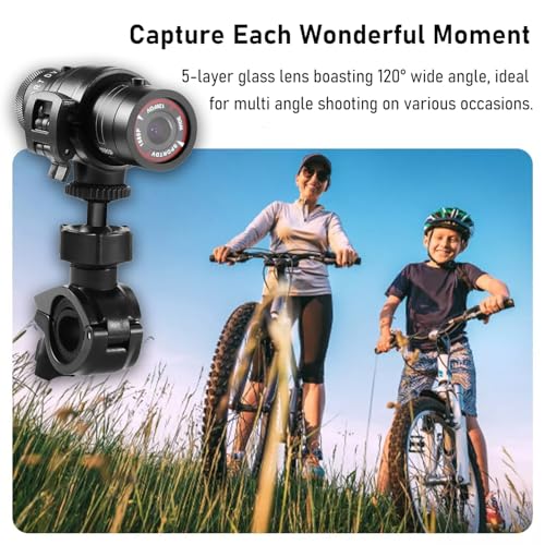 bayehngs 1080P Helmet Camera, Mini Action Camera Bike Motorcycle Helmet Video Camera, 120° Wide Angle Sports DV Camcorder Video Recorder for Cars, Bicycle, Motorbike & Sports Helmet - Image 2