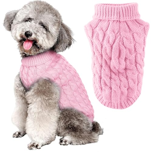 FWLWTWSS Hundepullover, Winter Warmer Hundepulli Rosa-M, L, Klassisch, Einfarbig, Hund, Textil, Pullover, Hundepullover
