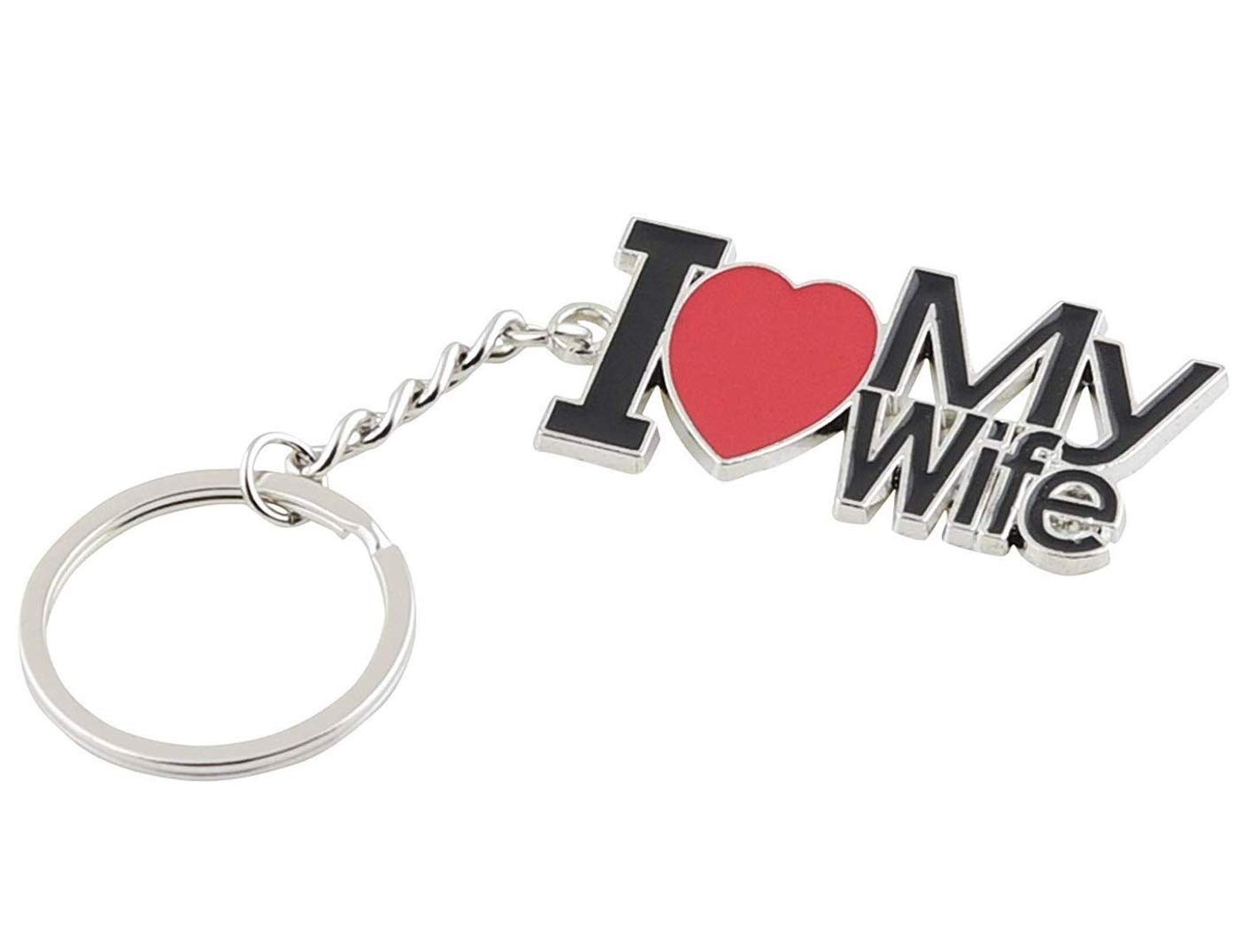 Relicon I Love My Wife Heart (R-1) Black Metal Keychain Gift for Couples Car Bike Men Women Keyring