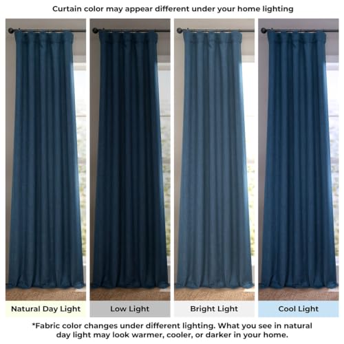 Image of HPD Half Price Drapes - Faux Linen Curtains for Living Room (1 Panel) - 100W X 108L - Extra Wide Textured Room Darkening Curtains for Bedroom 108 Inches Long - Drapes for Home Decor, Nightfall Navy