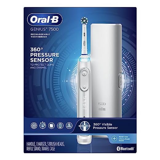 Oral-B 7500 Power Rechargeable Electric Toothbrush with Replacement Brush Heads and Travel Case, White