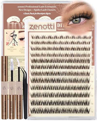Spider Lashes Cluster Kit Natural Breeze Lash Clusters Wispy Eyelash Clusters Kit Venus Cluster Eyelash Extension Fluffy Individual Lashes D Curly 8-16mm Lash Extensions with Invisible Band by zenotti
