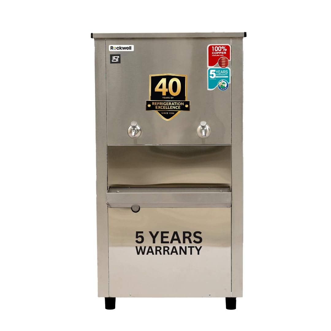 Rockwell 80 litres Stainless Steel Water Cooler, Energy Efficient, 2 Faucet (RWCSS 4080)-image-1