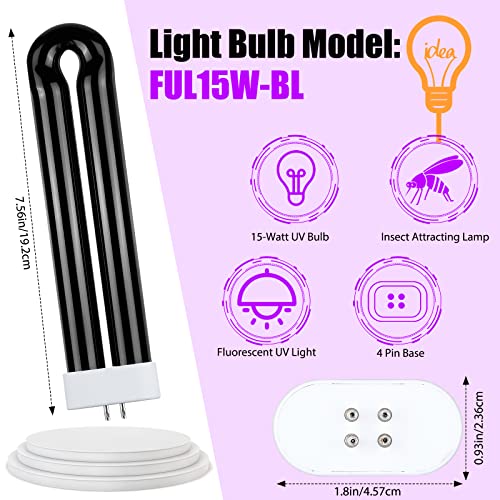Zapper Light Bug Zapper Replacement Bulbs Insect Attracting Lamp Ful15W Bl U Shaped Twin Tube Fluorescent Uv Lamp 7.56 X 1.80 X 0.93 Inch (Black,2 Pieces) #TOP1