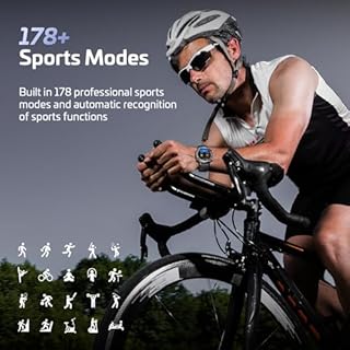 GPS Smart Watch with Maps, 21Day Battery, 5ATM Waterproof, Bluetooth Call,1.43" AMOLED, 178 Sports Modes, Compass, LED Flashlight/ Heart Rate/Stress/SpO2/Sleep Monitor, for Android iOS Men Women Black