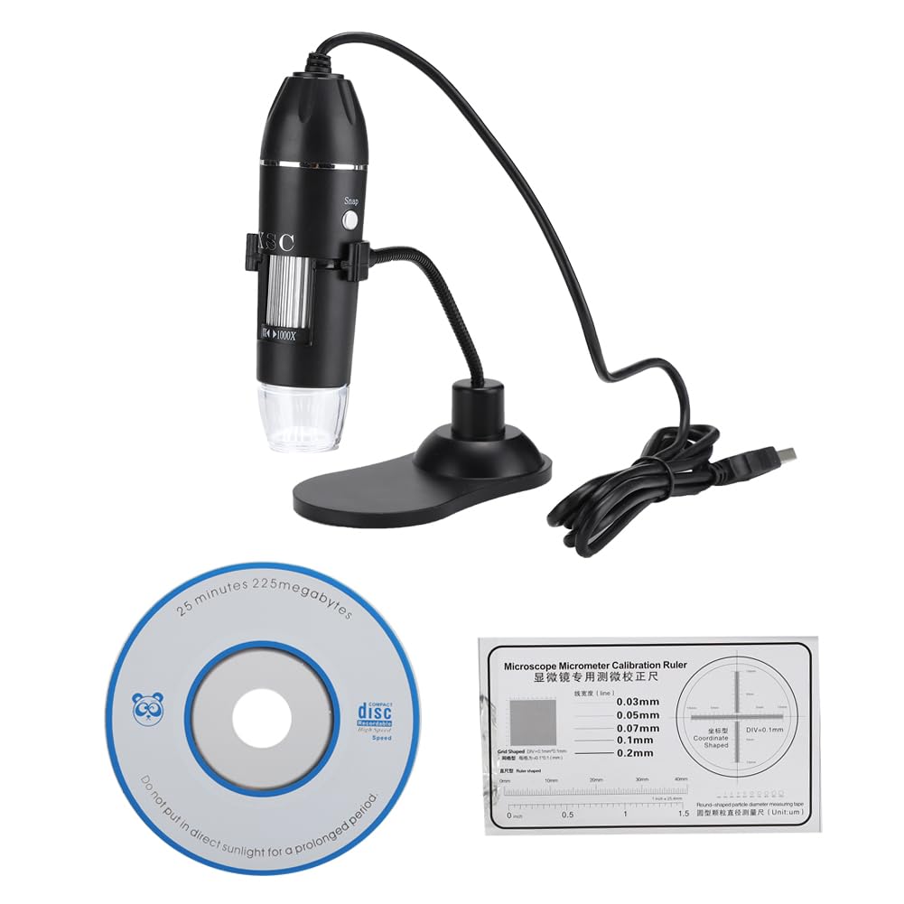 Cámara de Microscopio USB, Aumento de 50x a 1000x, Microscopio Digital Portátil con 8 Luces LED, Soporte Ajustable, Cámara de Endoscopio para Estudiantes, Inspección Industrial