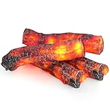 LED Electric Fireplace Logs with Realistic Flames, 10.4 inch Flameless Plug-in Fire Light, Indoor Decorative Faux Logs(26cm/10.4in) （No Battery）