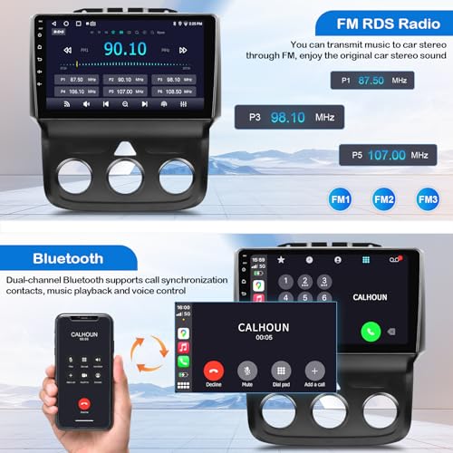 Image of Car Stereo for Dodge RAM 1500 2500 3500 2013 2014 2015 2016 2017 2018 with Wireless CarPlay and Android Auto,9'' Android 13 Touch Screen Radio Replacement,2G Ram 32G ROM(Only fit Manual AC)
