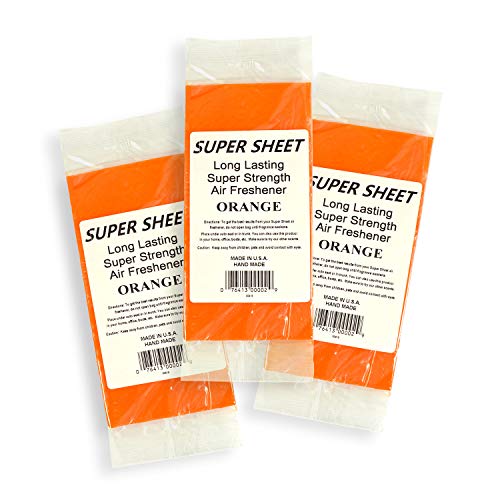 Image of Super Sheet Small (7.5 inchx3.75 inch) Under Seat Car Air Freshener, 3-PACK (Orange)