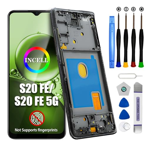 Écran LCD pour Samsung Galaxy S20 Fe pour Galaxy S20 Fe 5G Écran Tactile LCD Digitazer Assembly de Rechange avec kit de réparation (Noir avec Cadre, sans...