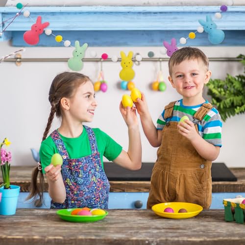 Image of JarThenaAMCS Easter Felt Banner 3D Colorful Bunny Garland Double-Sided Rabbit Pom Ball Bunting Garland for Spring Party Supplies Home Mantel Office Classroom Outdoor Indoor Hanging Decoration