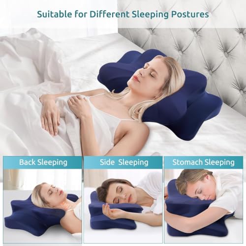 Image of DONAMA Cervical Pillow for Neck Pain, Ergonomic Memory Foam Contour Pillow | Dual-Height Adjustable, Cooling Hypoallergenic Cover, Odorless,CertiPUR-US, Side /Back /Stomach Sleepers,OEKO-TEX Certified