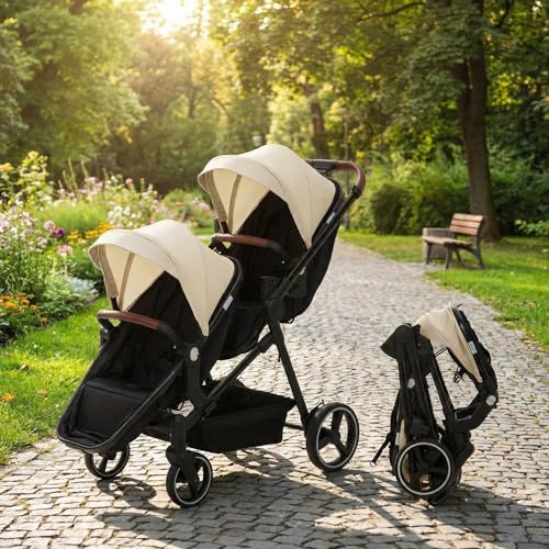 Double Tandem Stroller with Bassinet