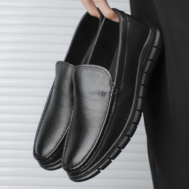 Men's Soft Toe Uniform Dress Work Shoes Slip Resistant Water Resistant Black Slip On Oxford Dress Shoes Resistant Breathable Driving Shoes2