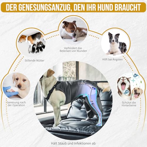 OneTigris Hundebody Nach OP, Hundebody Nach Kastration Rüde mit Verstellbaren Riemen, Weich Leckschutz Hunde für Rüde Oder Hündin, Body Hund für Kleine/Mittlere/Große Hund (M) – Bild 6