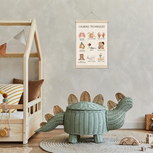 Image of DOI-LANEE Mental Health Posters Hanger Frame, Educational Boho Classroom Poster 16x12 Inch, Calming Corner Wall Art, Therapy Office Decor, Homeschool Decoration, Calming Techniques Hanging Frame