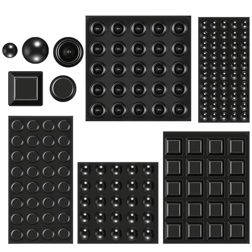 Image of 202PCS Black Self Adhesive Bumper Pads, Sound Dampening Silicone Feet Pads, Self Stick Bumper Feet for Cabinet, Door, Drawer, Glass Top, Picture Frame, Board (Round, Spherical, Square)