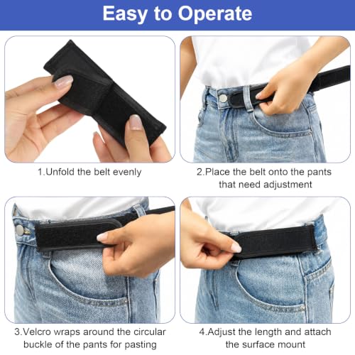 GFUEIGJ Lot de 4 ceintures élastiques invisibles sans boucle pour homme et femme, ceinture flexible sans trous, ceinture de rechange pour jeans, pantalons, robes – vue 5