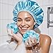 Smilco 2 Pack Shower Caps for Women, Reusable Waterproof Double Layer Bath Cap, Large EVA Elastic Hair Cover for Shower, Fits Long Hair & Braids, for Spa & Home