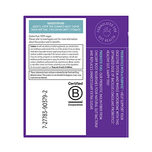 New Chapter Probiotic Gummies for Women and Men,All-Flora (1 Month Supply) – 55% Less Sugar+,Formulated for Holistic Gut Health Support with Probiotics+Prebiotic Fiber+100% Vegan+Non-GMO,(Pack of 2) - image 7