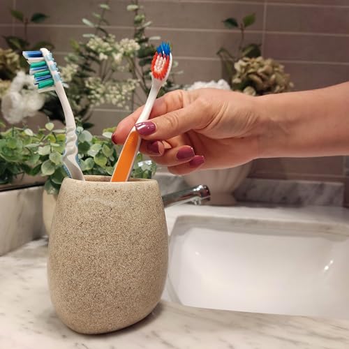 iubihome - Juego Accesorios de Baño Color Arena, Kit de 3 Piezas, Set de Baño Completo, Conjunto Accesorios para Cuartos de Baño Modernos - imagen 4