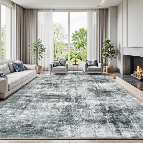 Lofus 9x12 Area Rug for Living Room, Grey Abstract Large