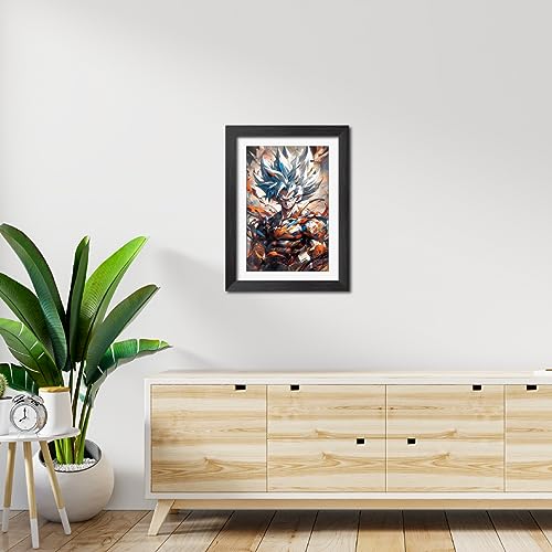 Image of TenorArts Goku Poster Dragon Ball Z Anime Laminated Posters Photo Frame Painting with Matt Finish Black Textures (12inches x 9inches)