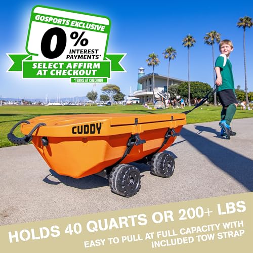 CUDDY Crawler Cooler with Wheels – 40 QT Amphibious Floating Cooler and Dry Storage Vessel – Orange, Navy, Tan, or White