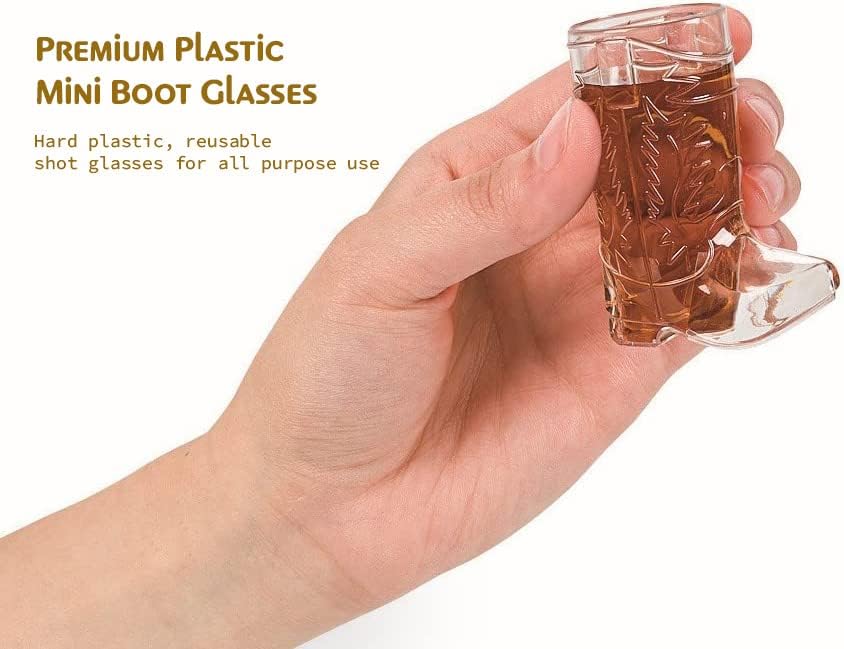 Fun Express Fun Express Plastic Mini Boot Glasses, Bachelorette Party, Cowbow and Cowgirl Birthday Supplies, 12 Pieces
