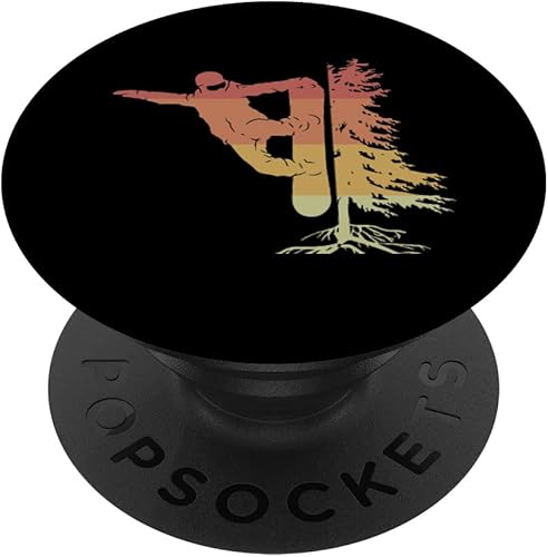 Snowboarding Snowboarder with Tree Off Piste PopSockets Swappable PopGrip