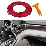 QZTYTY Car Interior Trim Strips, Car Door Trim, 32.8ft /10M Flexible Trim with Installing Tool, Automobile Molding Line Accessories for Door Panel Gap Instrument Panel (Electroplating red)