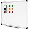 Amazon Basics Whiteboard Drywipe Magnetic with Pen Tray and Aluminium Trim, 60 cm x 45 cm (WxH)