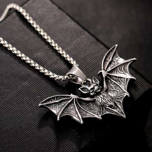YWMAN Bat Necklace for Men - Stainless Steel Vampire Pendant, Gothic Halloween Goth Jewelry‌4