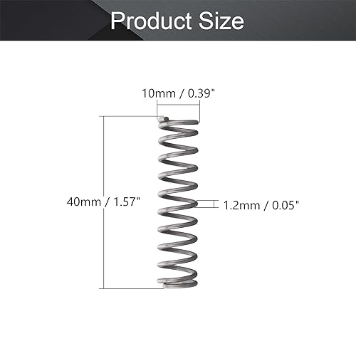 Miniatura 36 de MroMax 20Pcs Compressed Spring, 0.04" Wire Dia, 0.31" OD, 1.57" Free Length, Gray Black Spring Steel Extended Coil Compression Spring