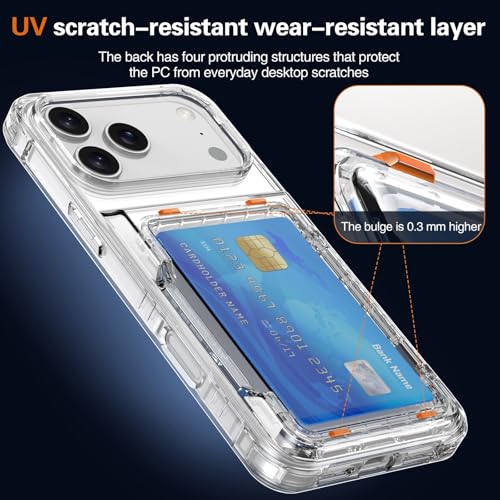 Coque iPhone 17 Pro Max transparente avec porte-carte et support rigide silicone