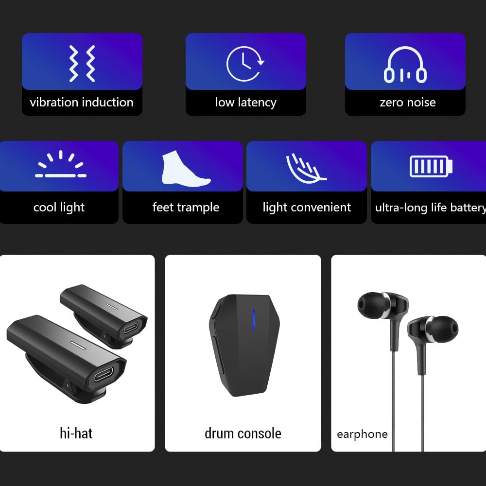 Alomejor Set di Batteria per realtà Virtuale Kit di Bacchette Elettroniche per Studio Domestico, Campeggio All'aperto, Console per Batteria in Plastica da 3,7 V 200 MAh per Appassionati di Musica